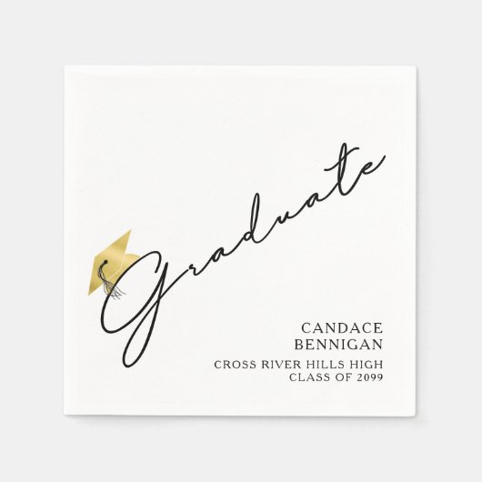 Moderne Graduate Script Imitats Gold Cap Serviette (Vorderseite)