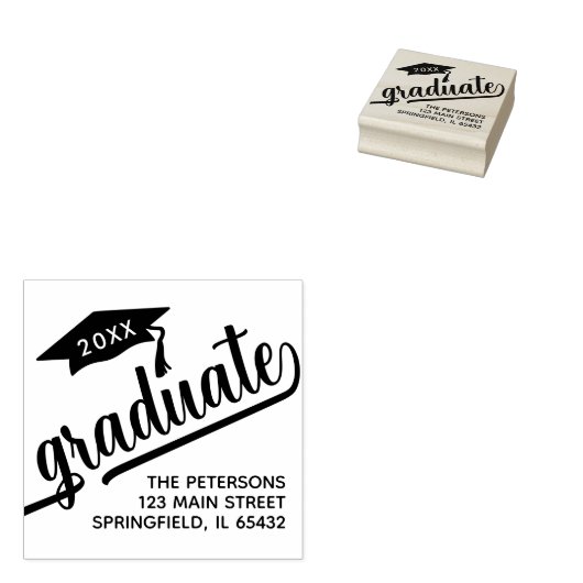 Moderne Graduate Script-Rücksendeadresse Gummistempel (Stempel)