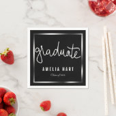 Moderne Graduate Typografie Chic Black Serviette (Beispiel)