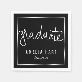 Moderne Graduate Typografie Chic Black Serviette