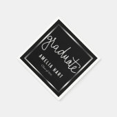 Moderne Graduate Typografie Chic Black Serviette (Ecke)