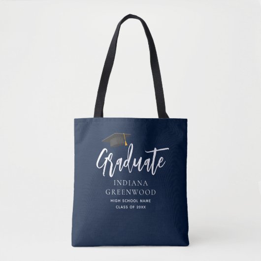 Moderne Graduation Party 2024 Navy Blue Keepake Tasche (Vorderseite)