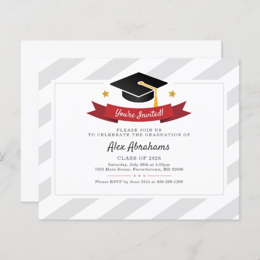 Moderne Graduation Party Grad 2025 Einladung (Vorne/Hinten)