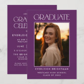 MODERNE GRADUATTYPOGRAFIE FOTO ABSCHLUSS INVITE EINLADUNG (Vorne/Hinten)