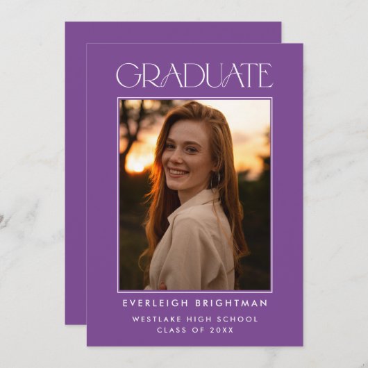 MODERNE GRADUATTYPOGRAFIE FOTO ABSCHLUSS INVITE EINLADUNG (Vorne/Hinten)