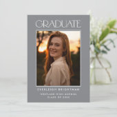 MODERNE GRADUATTYPOGRAFIE FOTO ABSCHLUSS INVITE EINLADUNG (Stehend Vorderseite)