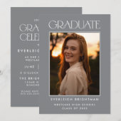MODERNE GRADUATTYPOGRAFIE FOTO ABSCHLUSS INVITE EINLADUNG (Vorne/Hinten)