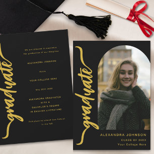 Moderne Graduiertenbogen-Foto-Goldschrift Ankündigung