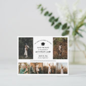 Moderne Graduiertenfotografie Save the Date Postkarte (Stehend Vorderseite)