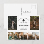 Moderne Graduiertenfotografie Save the Date Postkarte (Vorne/Hinten)