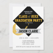 Moderne Graduiertenkap mit Tassel Graduation Party Einladung (Vorderseite)