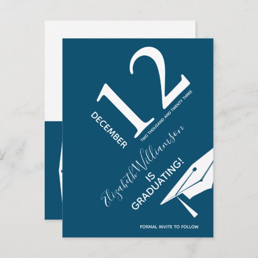Moderne Graduiertenkap Save the Date Ankündigungspostkarte (Vorne/Hinten)