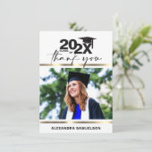 Moderne Graduiertenobergrenze Jahr Gold Weiß | FOT Dankeskarte (Stehend Vorderseite)