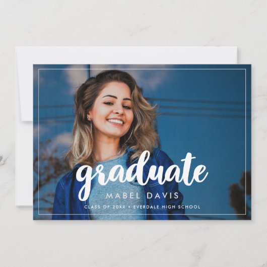 Moderne Graduiertenparty Foto Einladung (Vorderseite)