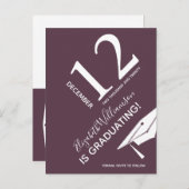 Moderne Graduierung Cap Typografie Ankündigungspostkarte (Vorne/Hinten)