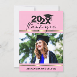 Moderne Graduierung - Jahr Gold Rosa Rose | FOTO Dankeskarte