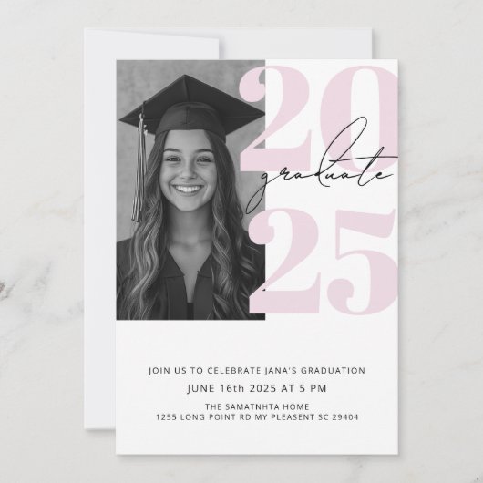 Moderne Graduierungspartei 2025 | elegant Einladung (Vorderseite)