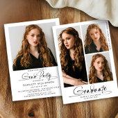 Moderne Graduierungspartei 3 Foto Collage Script Einladung