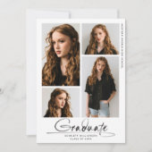 Moderne Graduierungspartei 4 Foto Collage Script Einladung (Vorderseite)