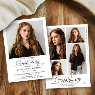 Moderne Graduierungspartei 4 Foto Collage Script Einladung