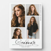 Moderne Graduierungspartei 4 Foto Collage Script Fotoplatte (Vorderseite)