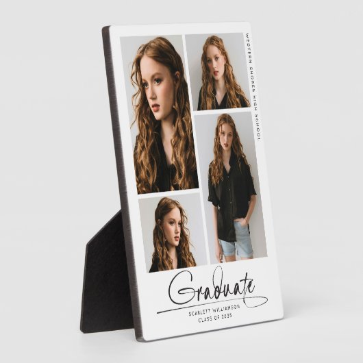 Moderne Graduierungspartei 4 Foto Collage Script Fotoplatte (Seite)