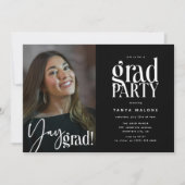 Moderne Graduierungspartei des Yay-Fotos Einladung (Vorderseite)