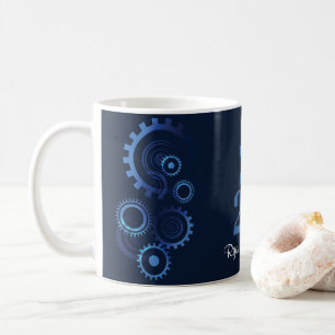 Moderne Graduierungspartei für Blaue Mechanik Kaffeetasse