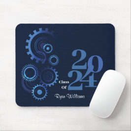 Moderne Graduierungspartei für Blaue Mechanik Mousepad