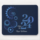 Moderne Graduierungspartei für Blaue Mechanik Mousepad (Vorne)