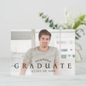 Moderne Graduierungspartei für das Schwarze Foto Einladung (Stehend Vorderseite)