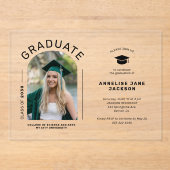 Moderne Graduierungspartei für einfaches Foto Acryleinladungen (Vorderseite)