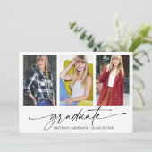 Moderne Graduierungspartei für Foto Ink 3 Einladung (Stehend Vorderseite)