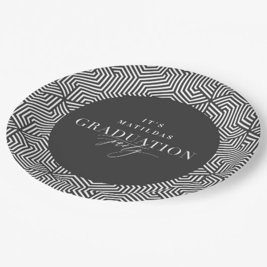 Moderne Graduierungspartei für Geometrie und Skrip Pappteller (Schrägansicht)