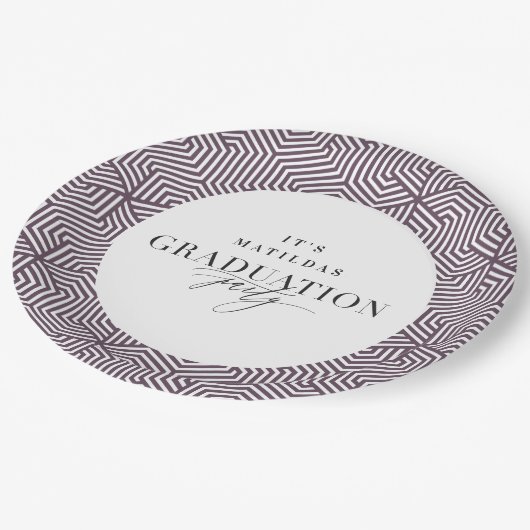 Moderne Graduierungspartei für Geometrie und Skrip Pappteller (Schrägansicht)