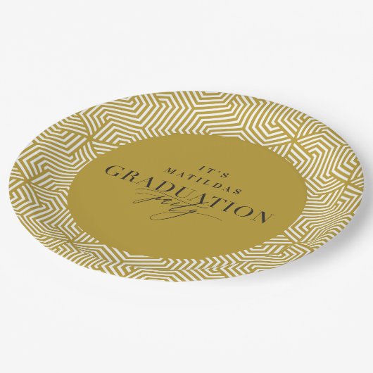 Moderne Graduierungspartei für Geometrie und Skrip Pappteller (Schrägansicht)