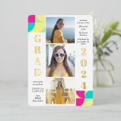 Moderne Graduierungspartei für geometrisches Foto Folieneinladung (Stehend vorne)