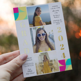 Moderne Graduierungspartei für geometrisches Foto Folieneinladung