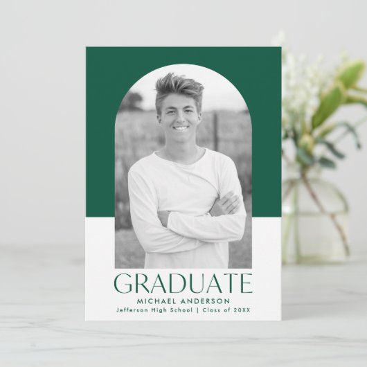 Moderne Graduierungspartei für grüne Farbblöcke Einladung (Stehend Vorderseite)