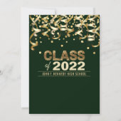 Moderne Graduierungspartei für grüne Glitzer Einladung (Rückseite)