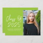 Moderne Graduierungspartei für grünes Foto in der  Einladung (Vorne/Hinten)