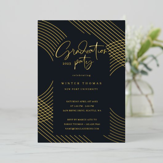 Moderne Graduierungspartei für konzentrische Bogen Folieneinladung (Stehend vorne)