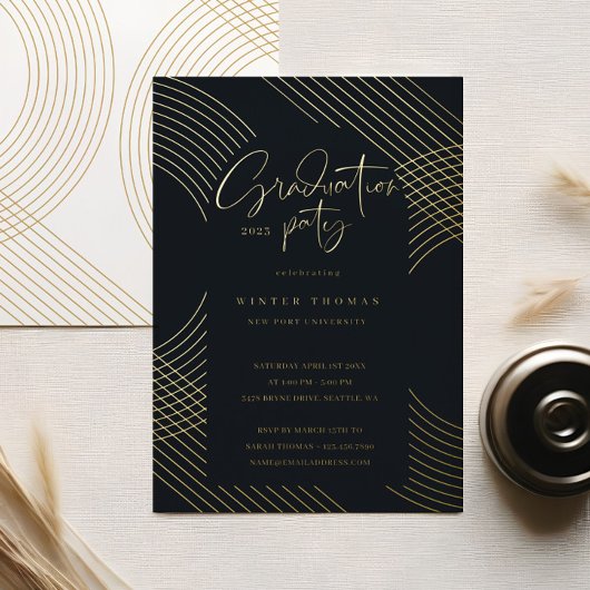 Moderne Graduierungspartei für konzentrische Bogen Folieneinladung