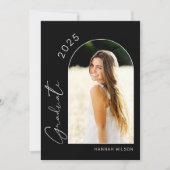 Moderne Graduierungspartei für Schwarz und Weiß de Einladung (Vorderseite)