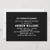 Moderne Graduierungspartei für Schwarz und Weiß de Einladung (Rückseite)