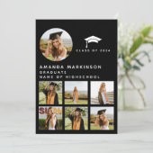 Moderne Graduierungspartei für Schwarz-Weiß-Profil Einladung (Stehend Vorderseite)