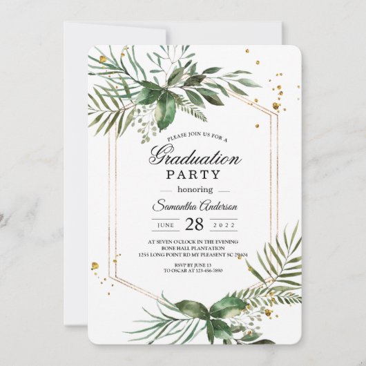 Moderne Graduierungspartei für Wasserfarben Einladung (Vorderseite)