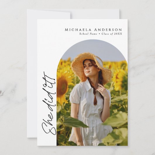 Moderne Graduierungspartei Handgeschriebenes Skrip Einladung (Vorderseite)