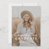 Moderne Graduierungspartei Handgeschriebenes Skrip Einladung (Rückseite)