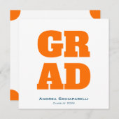 Moderne Graduierungspartei Orange und Blue Square Einladung (Vorne/Hinten)